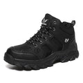 Men's Leather Winter Hiking Boots, Warm Fur Lined Outdoor Snow Shoes