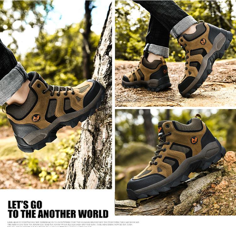 Men's Leather Winter Hiking Boots, Warm Fur Lined Outdoor Snow Shoes