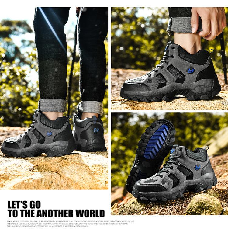 Men's Leather Winter Hiking Boots, Warm Fur Lined Outdoor Snow Shoes
