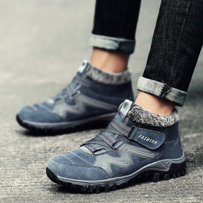 Men's Fur-Lined Winter Snow Boots - Warm Water-Resistant Ankle Booties
