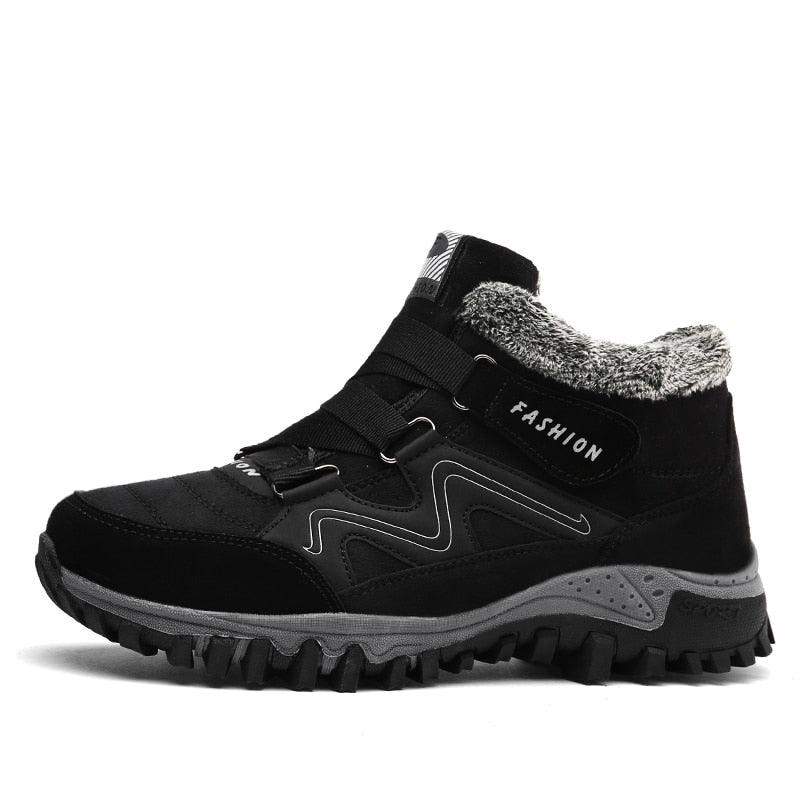 Men's Fur-Lined Winter Snow Boots - Warm Water-Resistant Ankle Booties