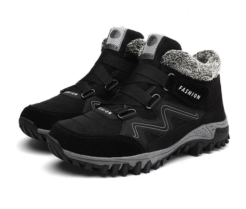 Men's Fur-Lined Winter Snow Boots - Warm Water-Resistant Ankle Booties