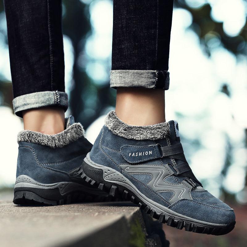 Men's Fur-Lined Winter Snow Boots - Warm Water-Resistant Ankle Booties