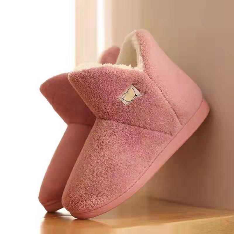 Cozy Knit Cotton House Slippers with Closed Back and Warm Lining