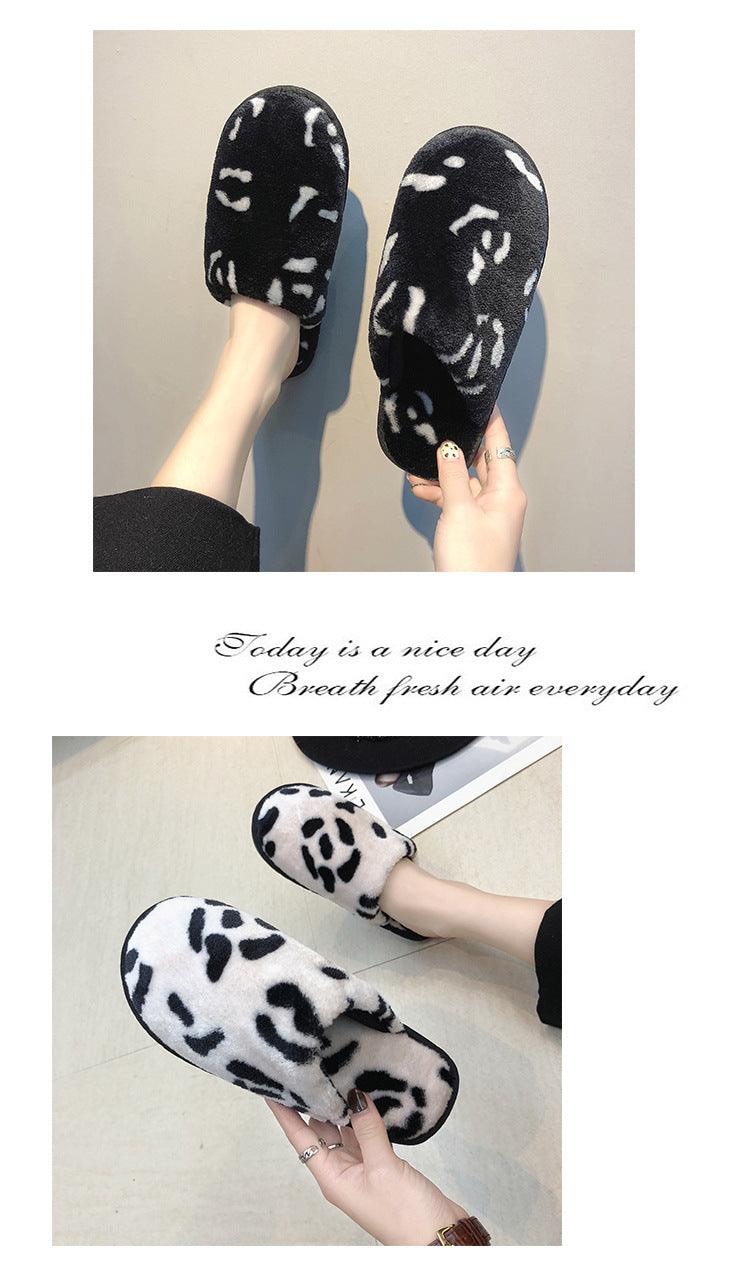 Women's Leopard Print Fuzzy Slippers – Cozy Memory Foam House Slides