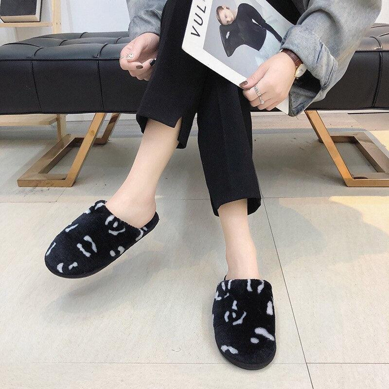 Women's Leopard Print Fuzzy Slippers – Cozy Memory Foam House Slides