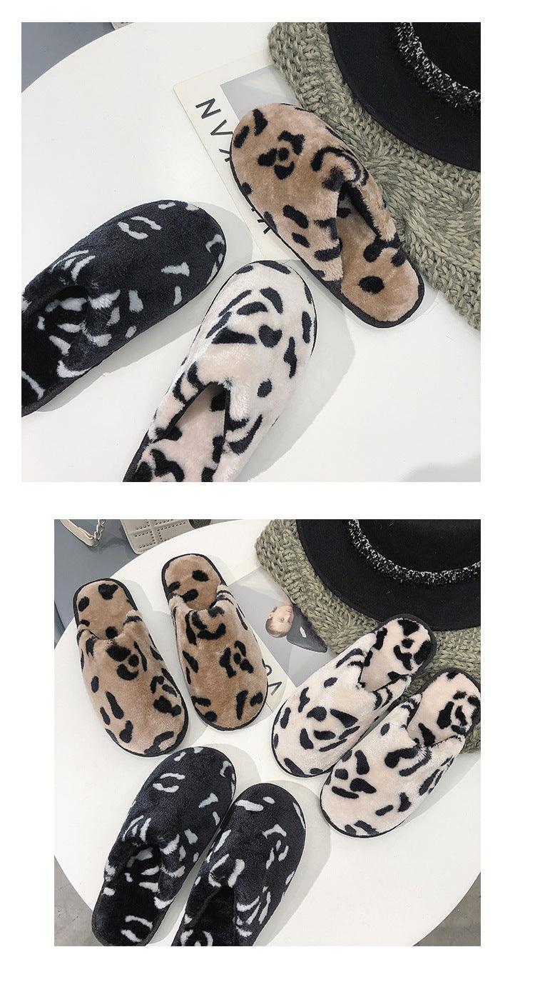 Women's Leopard Print Fuzzy Slippers – Cozy Memory Foam House Slides