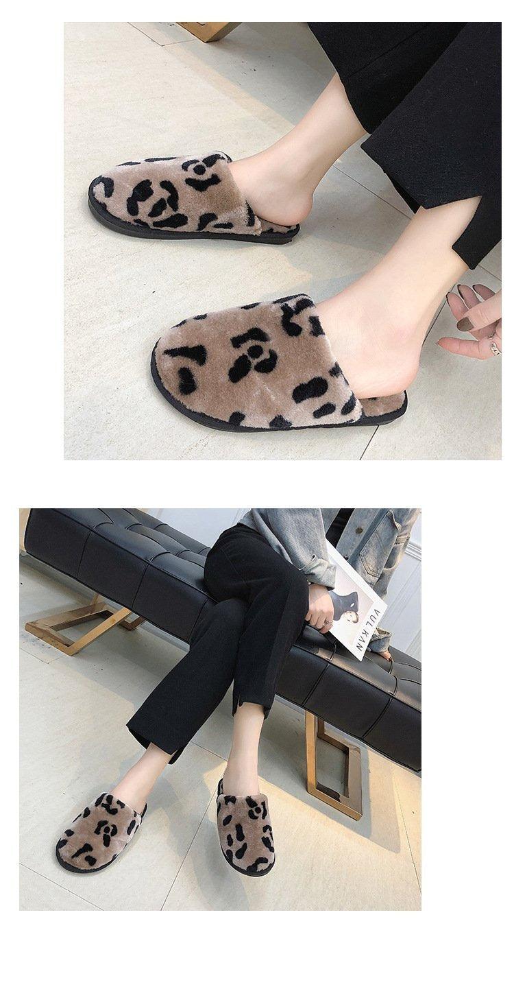 Women's Leopard Print Fuzzy Slippers – Cozy Memory Foam House Slides