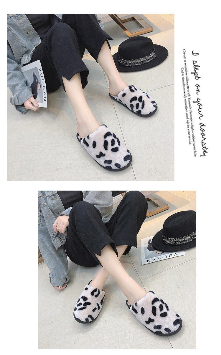 Women's Leopard Print Fuzzy Slippers – Cozy Memory Foam House Slides
