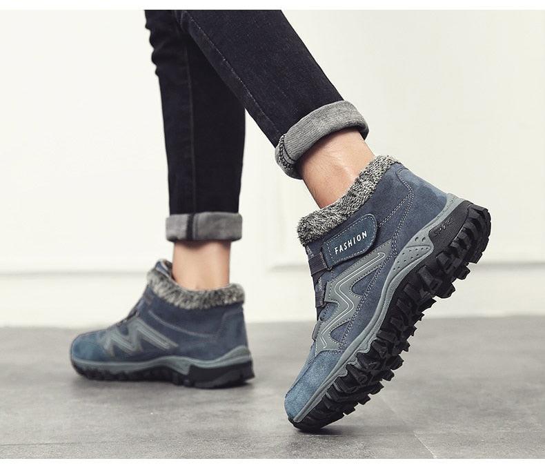 Unisex Suede Leather Winter Snow Boots with Fur Lining and Platform