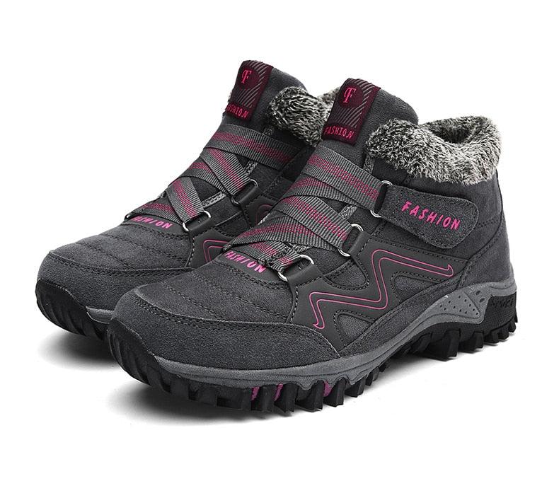 Unisex Suede Leather Winter Snow Boots with Fur Lining and Platform