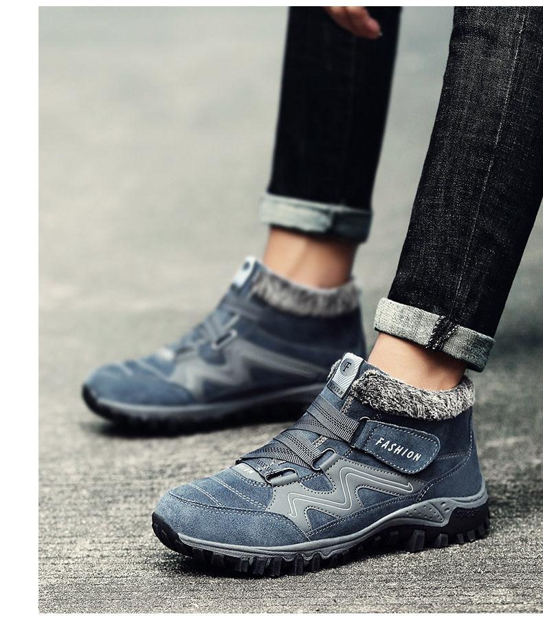 Unisex Suede Leather Winter Snow Boots with Fur Lining and Platform
