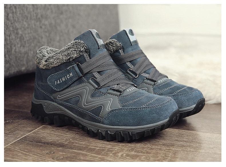Unisex Suede Leather Winter Snow Boots with Fur Lining and Platform