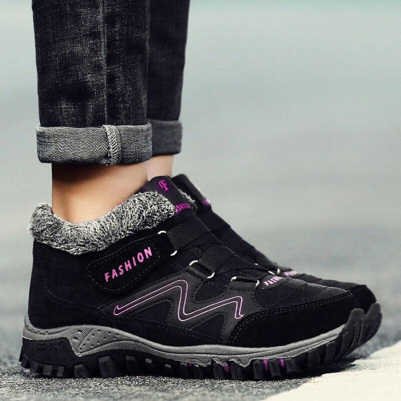 Unisex Suede Leather Winter Snow Boots with Fur Lining and Platform