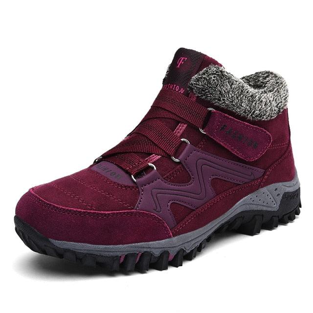 Unisex Suede Leather Winter Snow Boots with Fur Lining and Platform