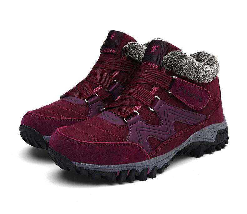 Unisex Suede Leather Winter Snow Boots with Fur Lining and Platform