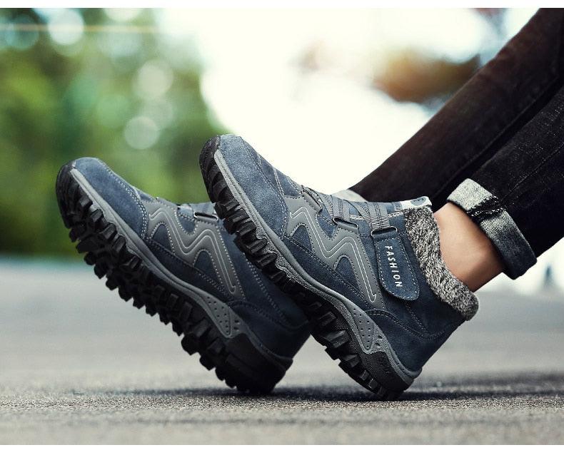 Unisex Suede Leather Winter Snow Boots with Fur Lining and Platform