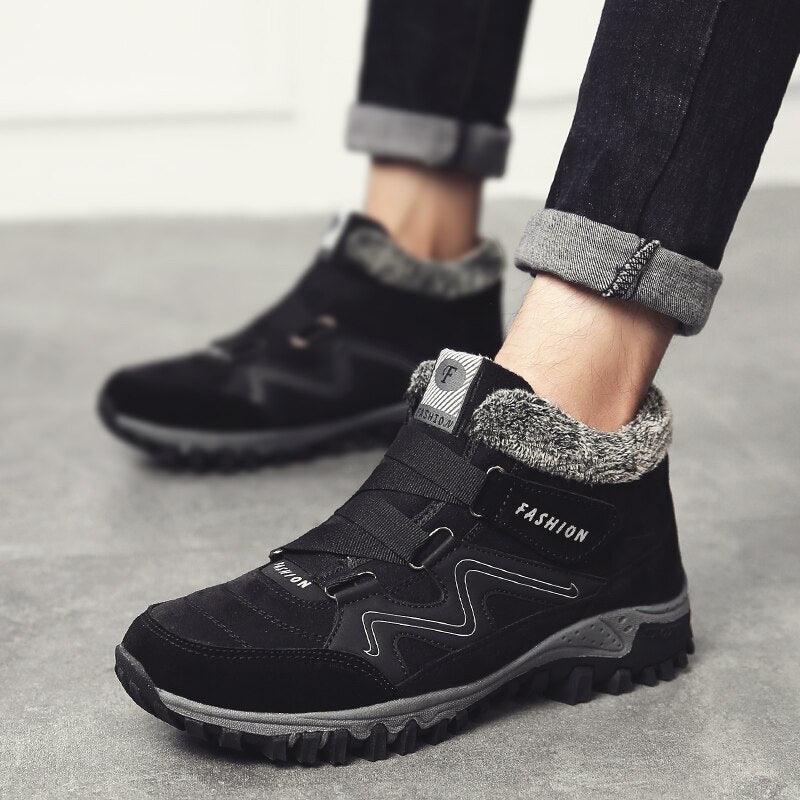 Unisex Suede Leather Winter Snow Boots with Fur Lining and Platform
