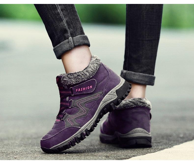 Unisex Suede Leather Winter Snow Boots with Fur Lining and Platform