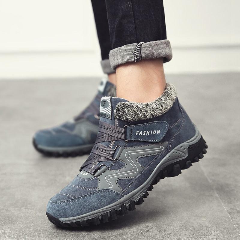 Unisex Suede Leather Winter Snow Boots with Fur Lining and Platform