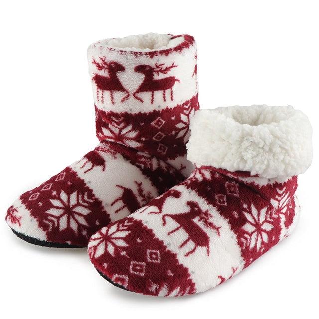 Women's Faux Fur Ankle Bootie Slippers, Plush Warm Winter House Shoes