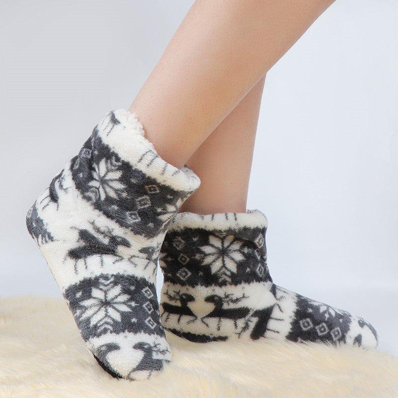 Women's Faux Fur Ankle Bootie Slippers, Plush Warm Winter House Shoes