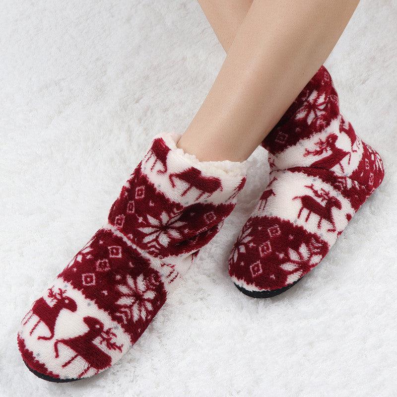 Women's Faux Fur Ankle Bootie Slippers, Plush Warm Winter House Shoes