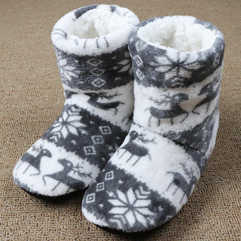 Women's Faux Fur Ankle Bootie Slippers, Plush Warm Winter House Shoes