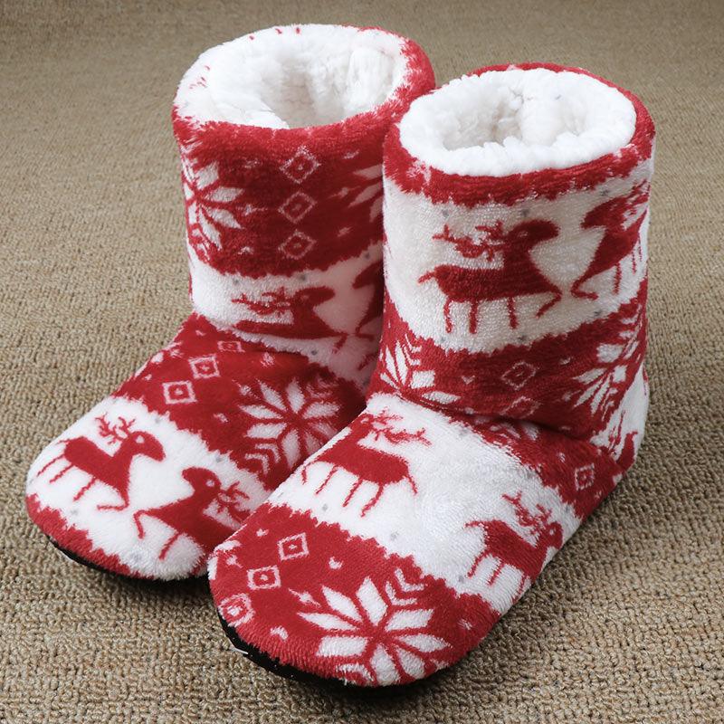 Women's Faux Fur Ankle Bootie Slippers, Plush Warm Winter House Shoes