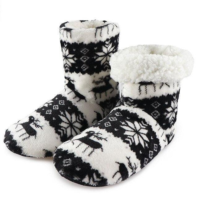 Women's Faux Fur Ankle Bootie Slippers, Plush Warm Winter House Shoes