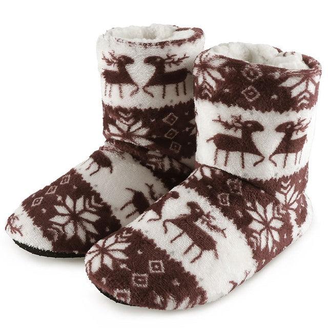 Women's Faux Fur Ankle Bootie Slippers, Plush Warm Winter House Shoes