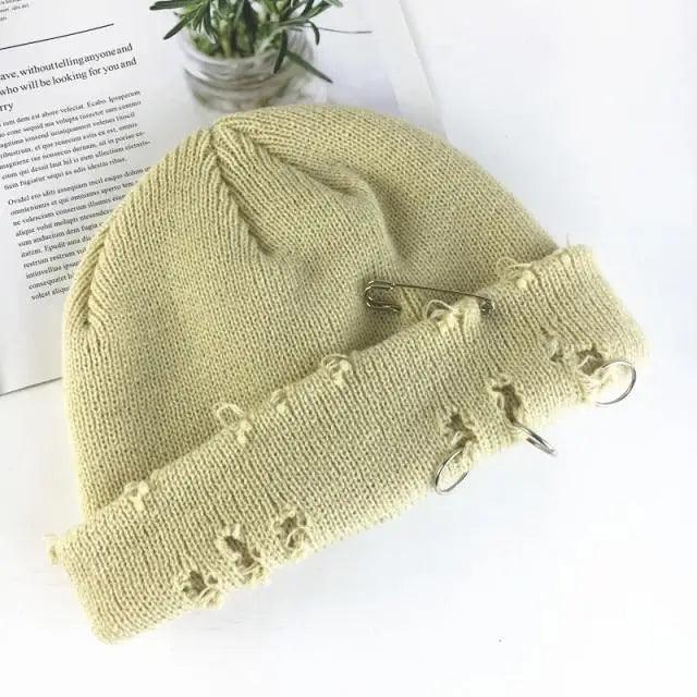 Unisex Knitted Winter Beanie Hat, Warm Thick Hip Hop Slouchy Cap