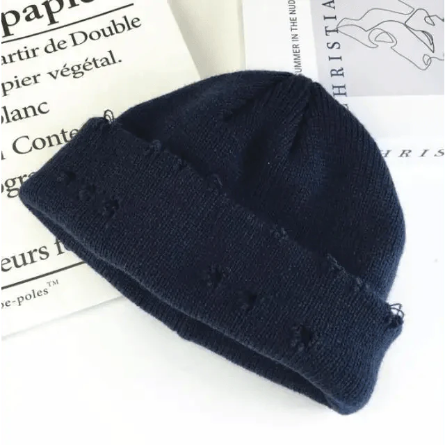 Unisex Knitted Winter Beanie Hat, Warm Thick Hip Hop Slouchy Cap