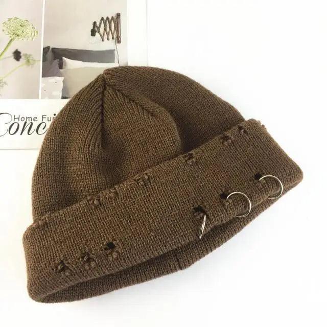 Unisex Knitted Winter Beanie Hat, Warm Thick Hip Hop Slouchy Cap