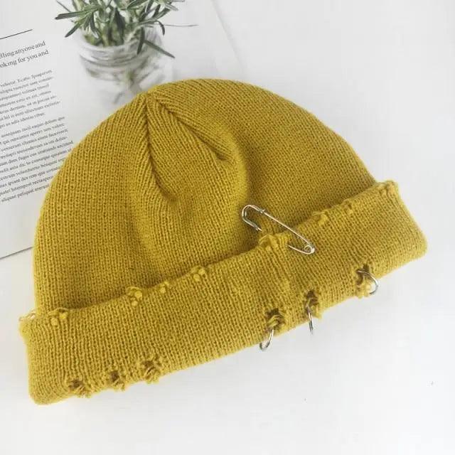 Unisex Knitted Winter Beanie Hat, Warm Thick Hip Hop Slouchy Cap