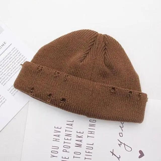 Unisex Knitted Winter Beanie Hat, Warm Thick Hip Hop Slouchy Cap
