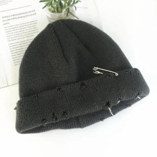 Unisex Knitted Winter Beanie Hat, Warm Thick Hip Hop Slouchy Cap