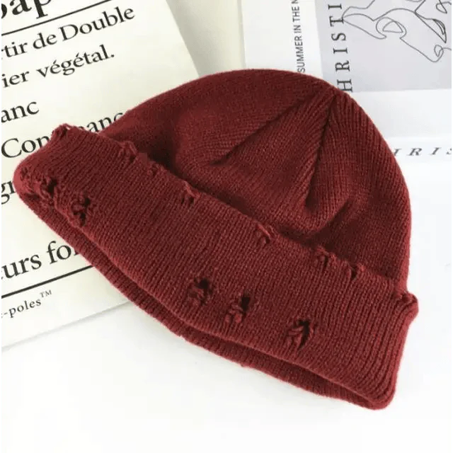 Unisex Knitted Winter Beanie Hat, Warm Thick Hip Hop Slouchy Cap