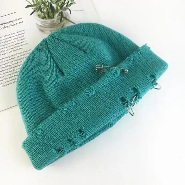 Unisex Knitted Winter Beanie Hat, Warm Thick Hip Hop Slouchy Cap