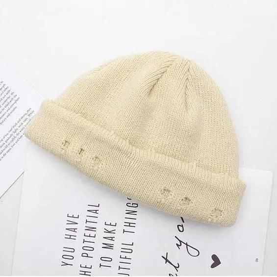 Unisex Knitted Winter Beanie Hat, Warm Thick Hip Hop Slouchy Cap