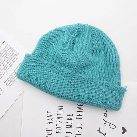 Unisex Knitted Winter Beanie Hat, Warm Thick Hip Hop Slouchy Cap