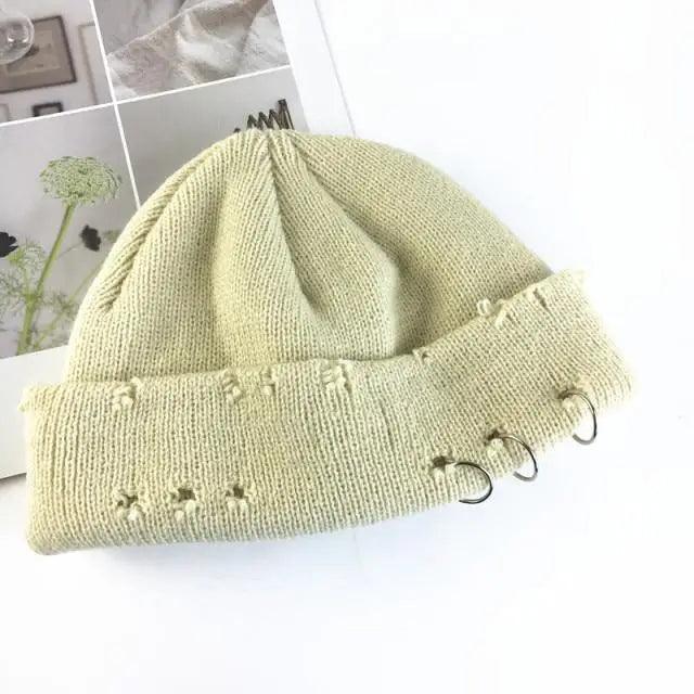 Unisex Knitted Winter Beanie Hat, Warm Thick Hip Hop Slouchy Cap