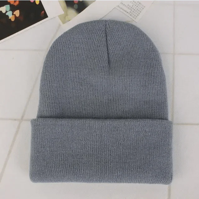 Unisex Solid Knit Beanie Hat - Slouchy Soft Winter Casual Cap