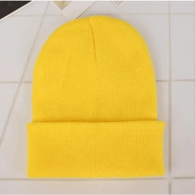 Unisex Solid Knit Beanie Hat - Slouchy Soft Winter Casual Cap