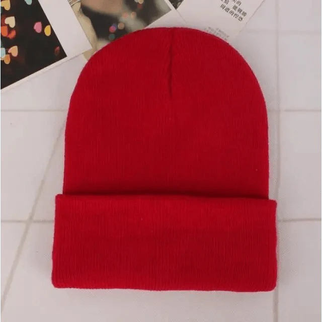 Unisex Solid Knit Beanie Hat - Slouchy Soft Winter Casual Cap