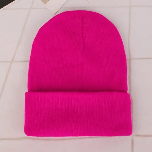 Unisex Solid Knit Beanie Hat - Slouchy Soft Winter Casual Cap