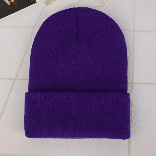 Unisex Solid Knit Beanie Hat - Slouchy Soft Winter Casual Cap