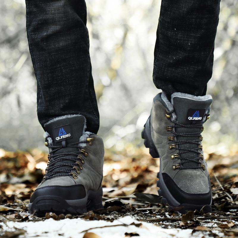 Mens High Top Winter Hiking Boots Non-Slip Warm Snow Ankle Shoes