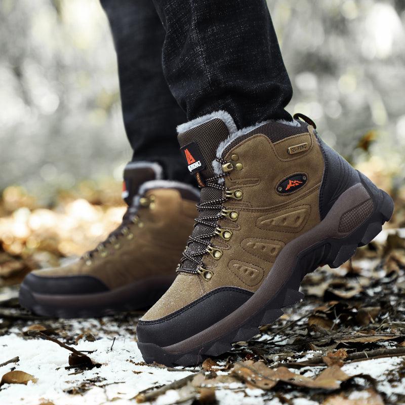Mens High Top Winter Hiking Boots Non-Slip Warm Snow Ankle Shoes