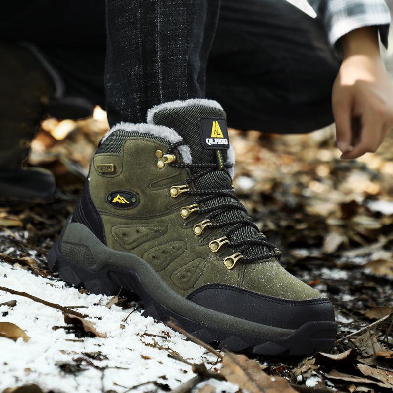 Mens High Top Winter Hiking Boots Non-Slip Warm Snow Ankle Shoes